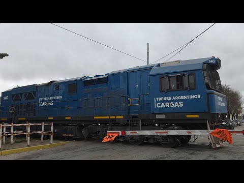 [4K] Tren cargado de Trenes Argentinos Cargas con la CRRC CDD-5A1 9447 pasando por Marcos Juárez!!!!