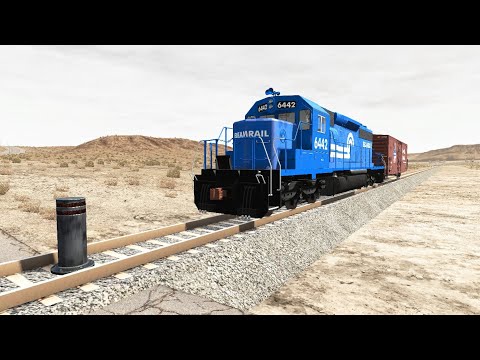 Trains vs Bollards - BeamNG.drive - SmashBoomCars