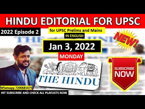 BEST Hindu Editorial in English | Hindu EDITORIAL in English | January 3, 2022 | By Vysh | Vysh IAS