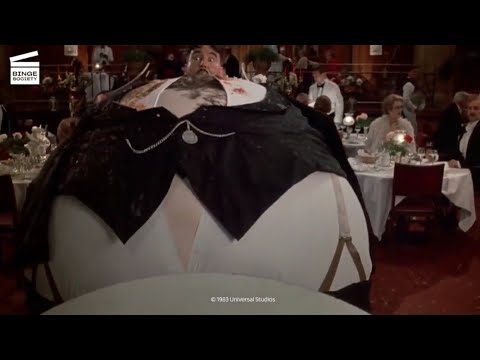 Mr Creosote eats the wafer thin mint and blows