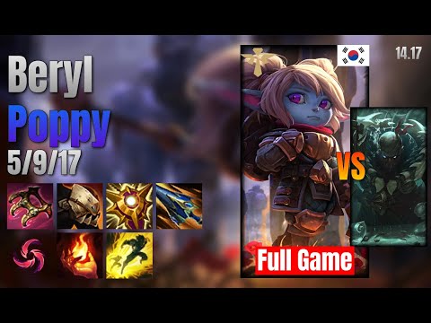 Beryl Support Poppy vs Pyke lol KR solo rank Full Game 14.17