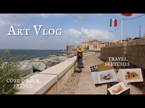 Travel sketches from south of France 🎨 museum visit⚓ watercolor painting 🎨 art & travel vlog