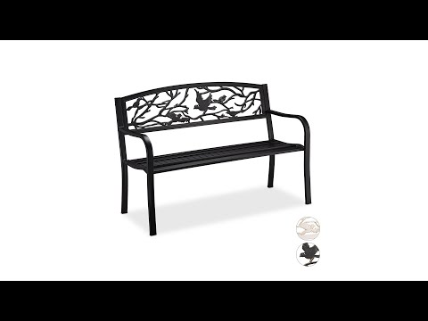 Banc de jardin design oiseau Doré - Blanc - Métal - 127 x 87 x 57 cm