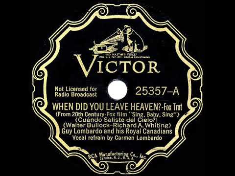 1936 HITS ARCHIVE: When Did You Leave Heaven? - Guy Lombardo (Carmen Lombardo, vocal)