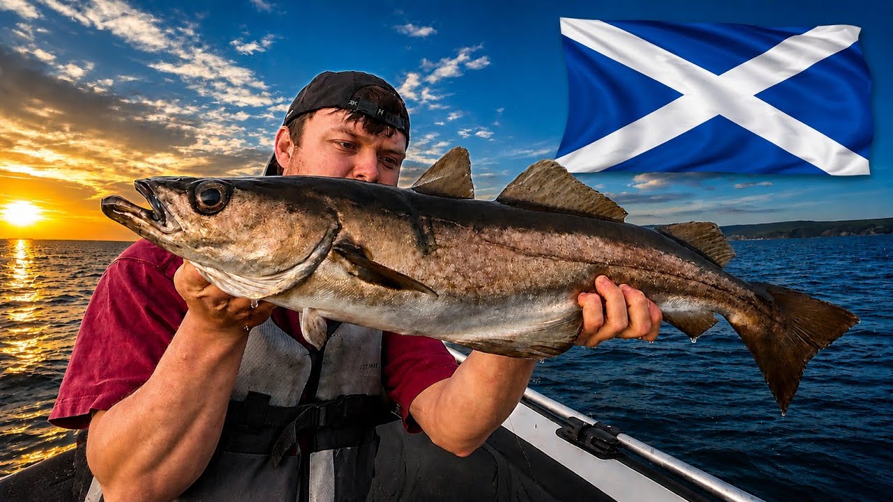 Angler holding a caught Pollock