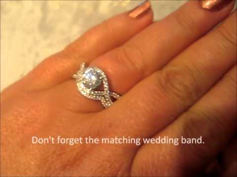 KI-117133 Stunning split shank diamond crossover engagement ring, shown still with a ruby