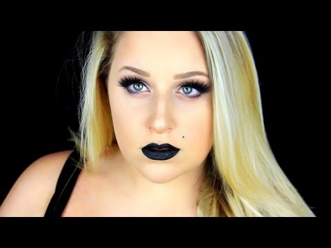 Halloween Glam Makeup Tutorial | Navy Smokey Eye & Black Lips!! Video