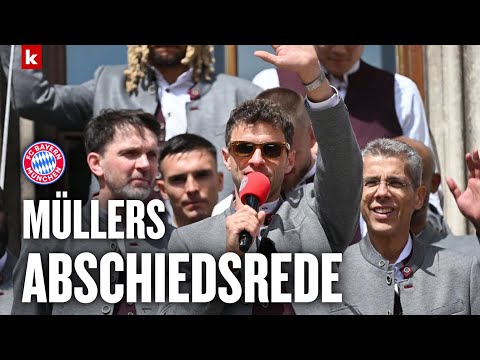 Ibiza-Seitenhieb und schiefer Gesang mit Harry Kane: Müllers letzte Meisterrede | FC Bayern