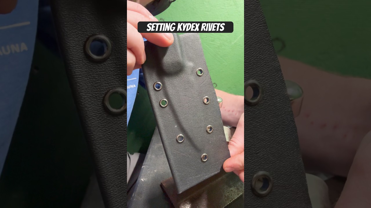 Setting Kydex Rivets in a sheath #blacksmithshop #kydexsheath #rivets #knifemaking #diy