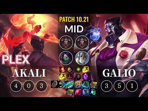 WE Plex Akali vs Galio Mid - KR Patch 10.21