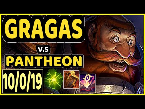 GRAGAS vs PANTHEON - 10/0/19 KDA BOTTOM SUPPORT GAMEPLAY - EUW Ranked MASTER