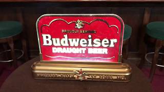 Budweiser Beer Reverse Glass Back-Lit Advertising Sign SOLD FOR  $399
