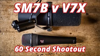 Video thumbnail for Shure SM7B v sE Electronics V7x: 60 Second Shootout by The Dark Side of the Mic