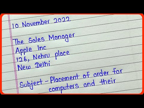 Order letter format || Placing order letter class 10