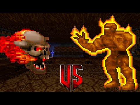 Lost Soul vs Nitrogolem - CROSSOVER FIGHT - DOOM vs HERETIC Monster Infighting