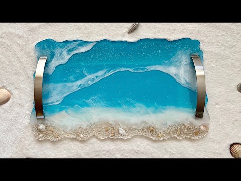 Beautiful Lacing in This Resin Ocean Serving Board