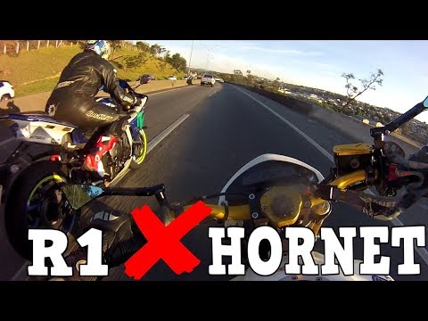 FABINHO DA HORNET - R1 DA YAMAHA E HORNET ACELERANDO FORTE NA ESTRADA
