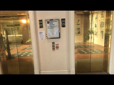 [EL] 2 Shiny Brass 1988 Dover Impulse Hydraulic Elevator @ First Citizens Bank (Hendersonville, NC)