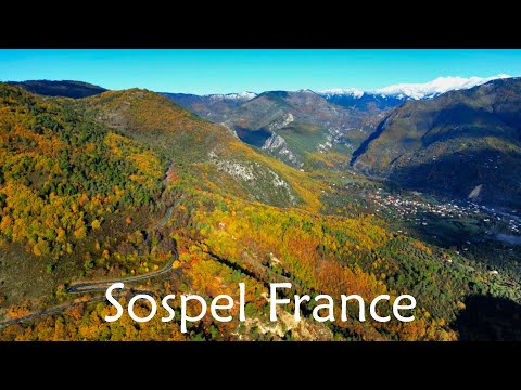 Fall French Alps and Sospel Medieval Town 4K - Fly Nature Relaxing Music Mountain Forest Hiking