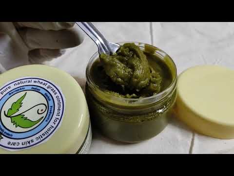 100% pure wheat grass ointment for holistic skin care, packa...