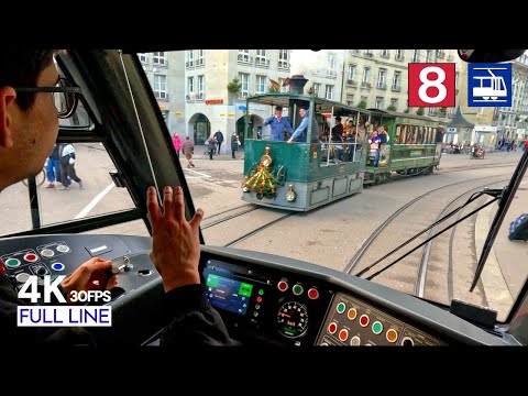 130 year old STEAM tram! 🇨🇭 Cab Ride Bern Tram 8 Driver's POV  | Saali - Brünnen Westside [4K]