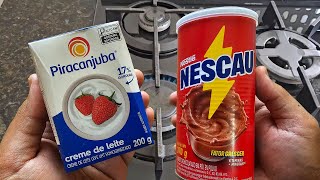 MORRIA E NÃO SABIA: É só misturar CREME DE LEITE com NESCAU você não vai acreditar!
