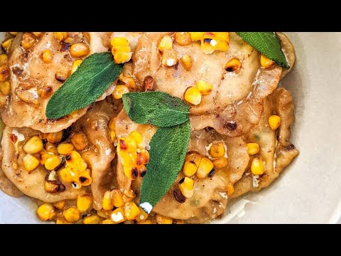 DELICIOUS Burrata Corn Ravioli in Brown butter Garlic Sauce with sage