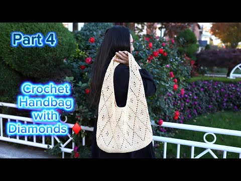 How To Crochet Everyday Tote Bag-Beginner Friendly Crochet Legendary Handbag with Diamonds♦️Part 4♦️