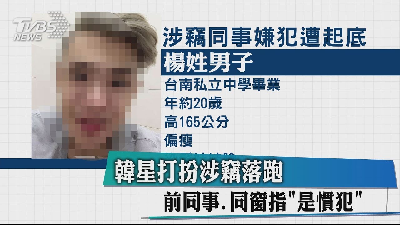 韓星打扮涉竊落跑 前同事、同窗指「是慣犯」
