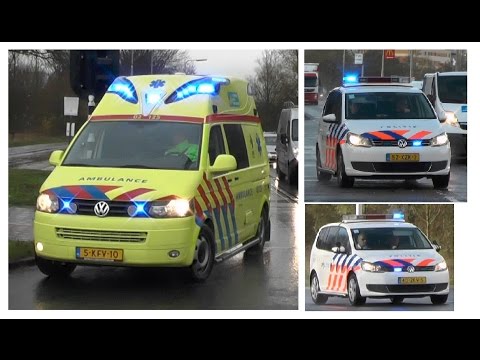 [08-12-'14] A1/P1, 2x Noodhulp & Silverline Ambulances 02-125 & 02-126 Drachten in Leeuwarden