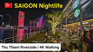 Saigon nightlife | Thu Thiem Riverside | Vietnam | 4K Walking Tour