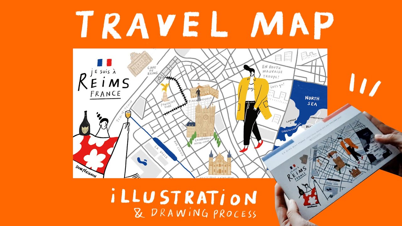 Travel Map Illustration & Drawing Process✨ Reims, France
