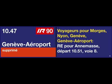 annonce CFF - IR90 pour Genève-Aéroport est supprimé