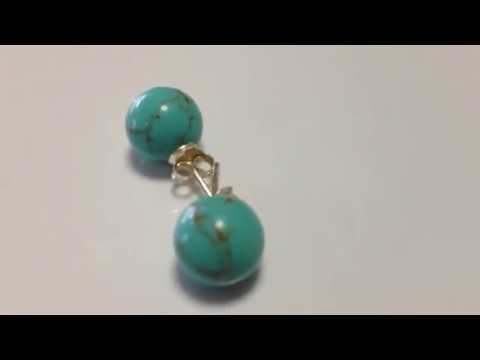 Sterling Silver 10mm Turquoise Round Ball Stud Earrings