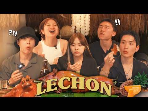 Koreans' First Time Ever Trying LECHON in Samal Island, Davao! ????????