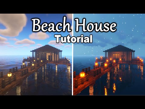 How to build beach house in minecraft tutorial