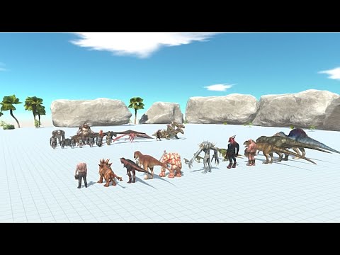 Fantasy & mutant primates + old goro vs infernals & carnivore dinos - Animal revolt Battle Simulator