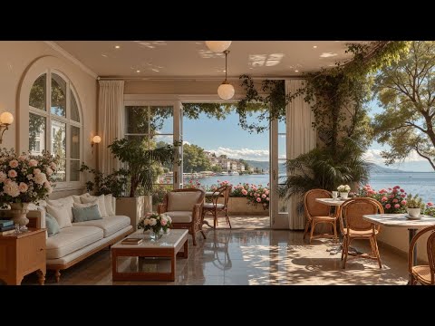 Worktime Jazz in Indoor Cafe Ambience | Relax & Calm by Instrumental Jazz with Ocean Waves