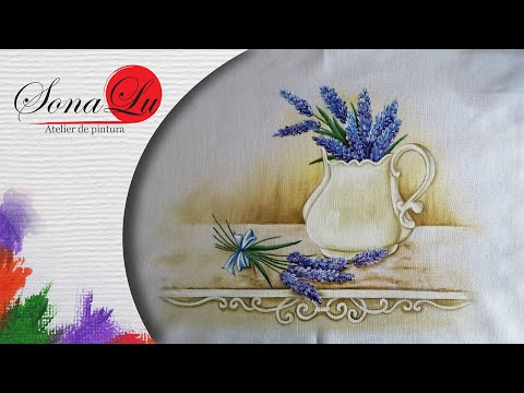 Aula 346 - Jarro de Lavandas em Pano de Prato