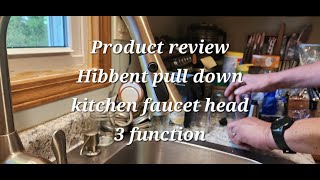 Hibbent Pull Down Kitchen Faucet Head Replacement, 3-Function Sink Spray Nozzle with 9 Adapters