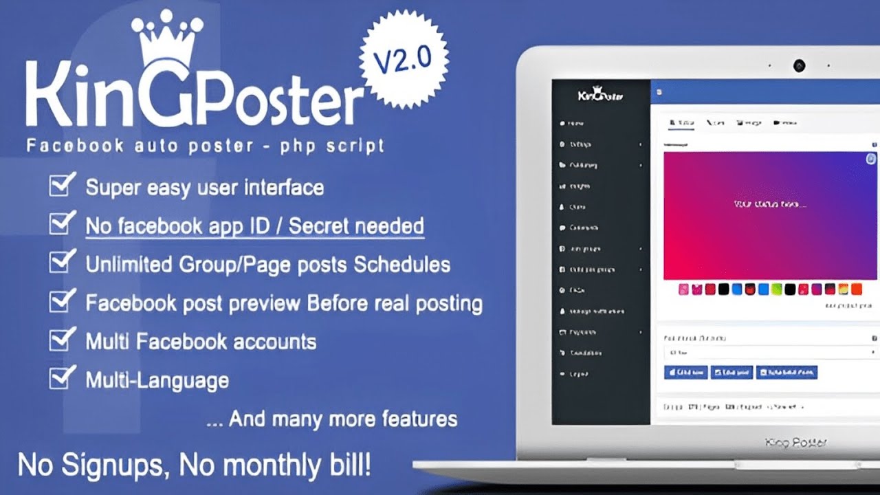 King Poster – Facebook Multi Group / Page Auto Post – PHP Script