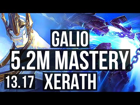 GALIO vs XERATH (MID) | 5.2M mastery, 1800+ games, 3/3/14 | KR Master | 13.17
