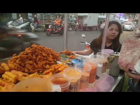 Cambodian Street Food Tour- Deep Fried Chicken Wing, Frog , Meat Ball And Market Food Video