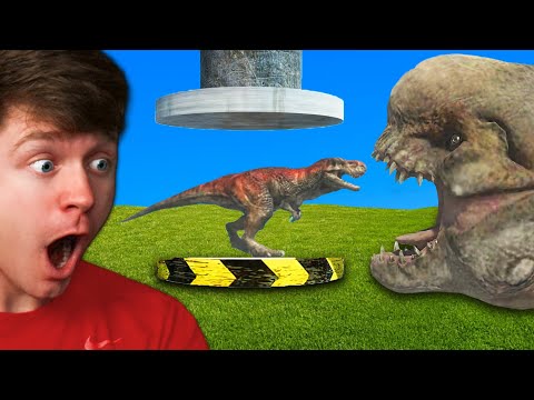 GIANT D-REX CHALLENGE with HYDRAULIC PRESS in ARBS!?