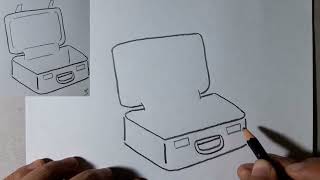 How to draw an OPEN SUITCASE