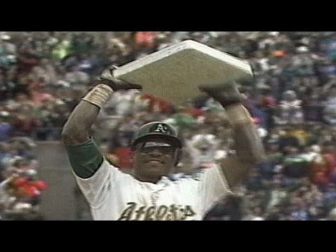 Rickey Henderson sets all-time stolen base record