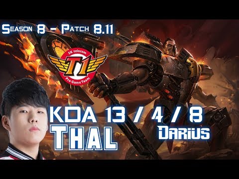 SKT T1 Thal DARIUS vs DR. MUNDO Top - Patch 8.11 KR Ranked