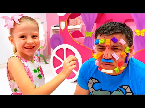 Lego toys stuck to dad