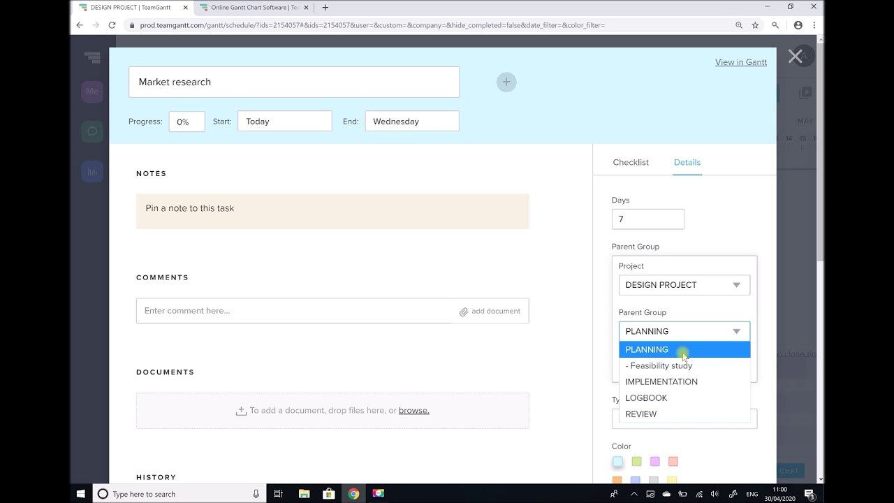 Producing an Engineering Project Gantt Chart Using TeamGantt