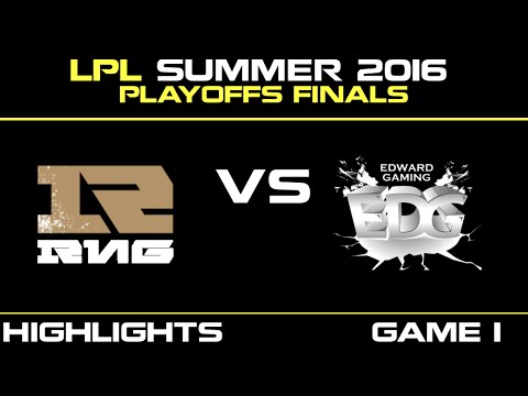 RNG vs EDG Game 1 Highlights Tencent LPL Summer Playoffs FINALS 2016 Royal Never Give Up vs Edward G